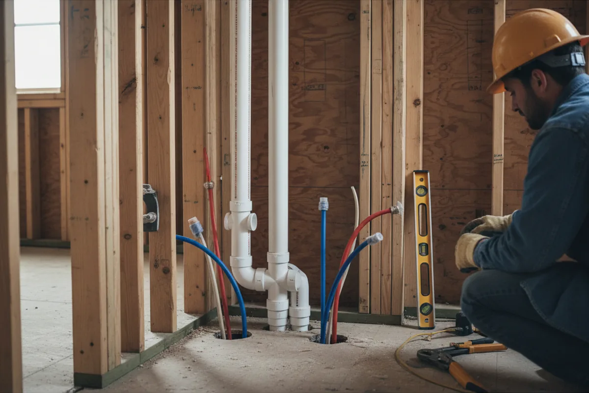 Drain and supply rough-in during Leak Detection in Dalzell