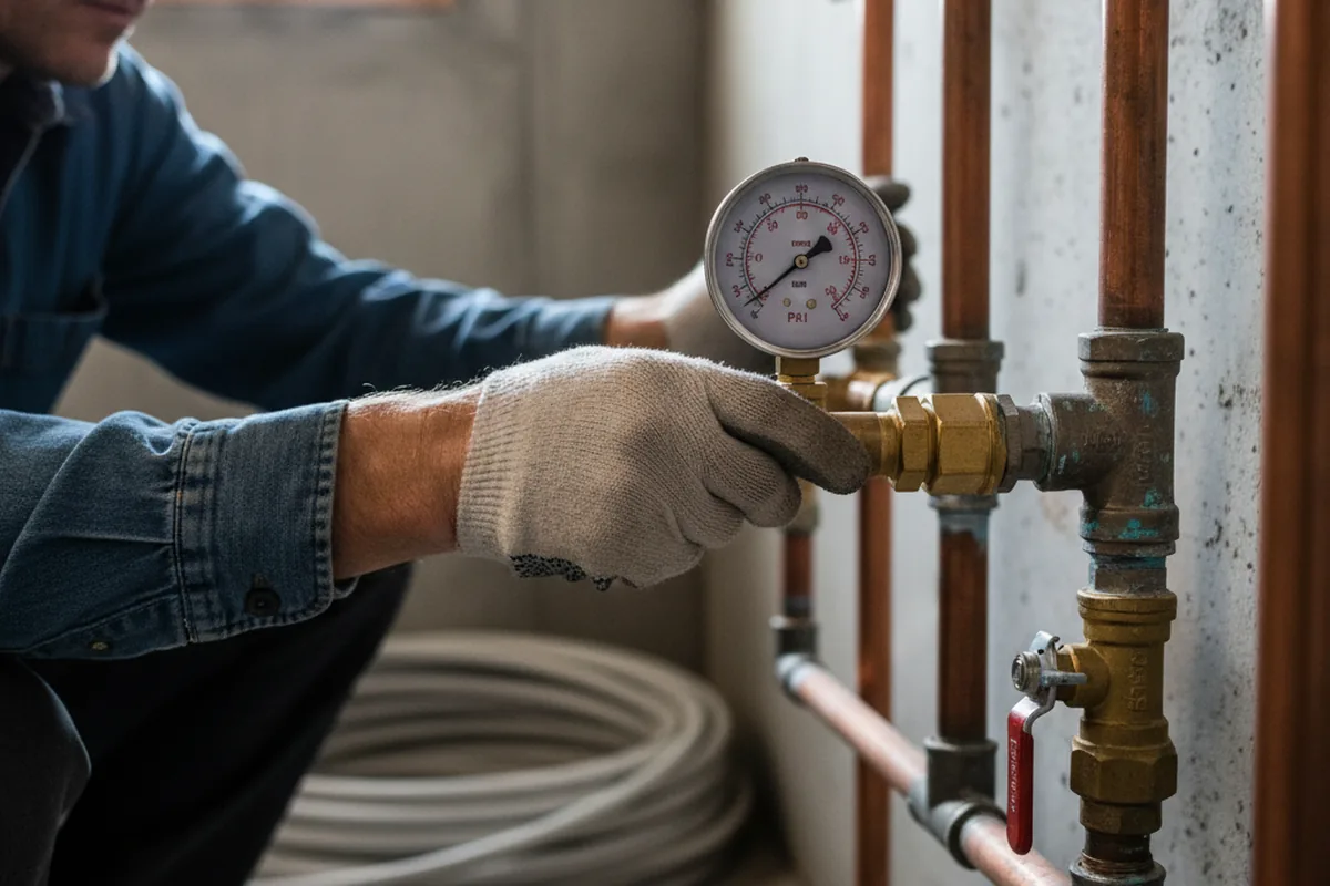 Pressure testing a repaired line during Water Line Repair in Dalzell